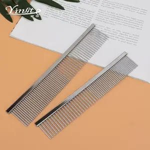 Metal Pet Comb 7.2" - Professional Grooming Tool with Rounded Edges, Solid Brass Steel Teeth Prevents Fur Breakage, Tangle & Knot Remover for Dogs Cats (Chrome Finish)