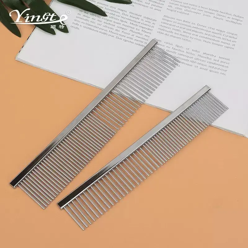 Metal Pet Comb 7.2" - Professional Grooming Tool with Rounded Edges, Solid Brass Steel Teeth Prevents Fur Breakage, Tangle & Knot Remover for Dogs Cats (Chrome Finish)