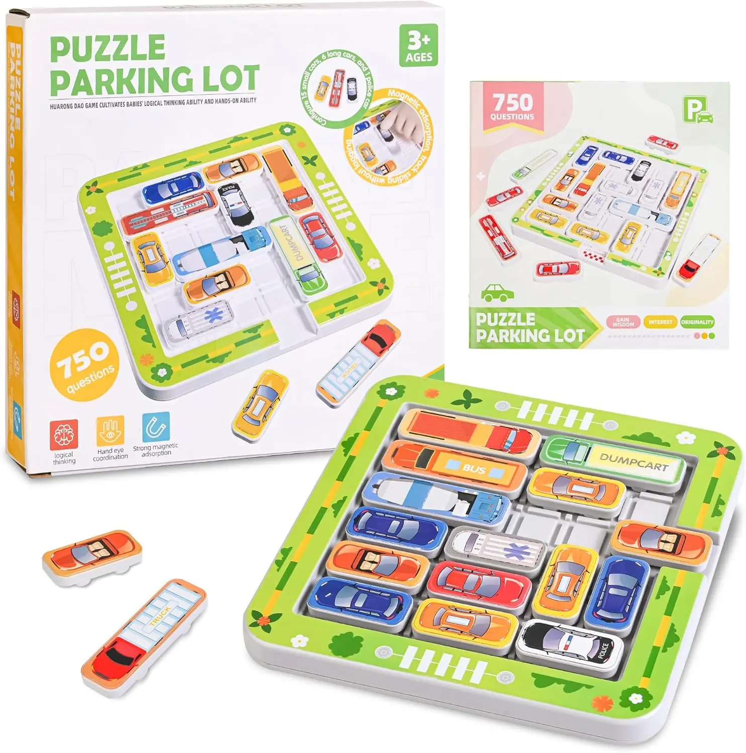 summerwins Magnetic Car Parking Puzzler Game - 4-12 Years Puzzle, Durable Plastic, Colorful Interlocking Pieces, Traffic Challenges, Promotes Problem-Solving, Cognitive Skill-Building Travel Interactive Educational Toy for Parent-Child Fun