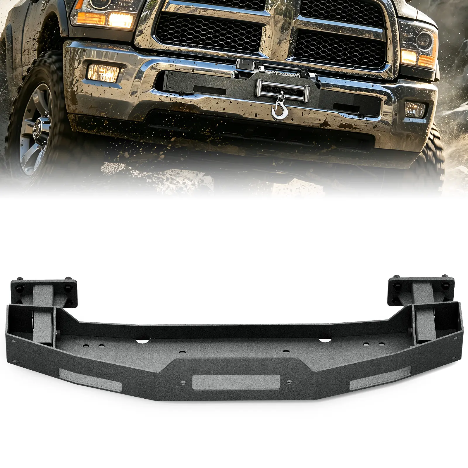 【EYOUHZ】Heavy Duty Winch Mounting Plate for 2010-2018 Dodge Ram 2500/3500, Front Bumper Winch Tray, Bolt-On No-Drill Winch Bracket, Fits 8,000–12,000 lbs Winches