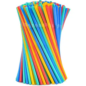 Plasticless 100 count Disposable Drinking Straws,  Straws Drinking Plastic Free Colorful Flexible Bendable Corn-based  Compostable Biodegradable Straws for Party Travel 8.2" Long
