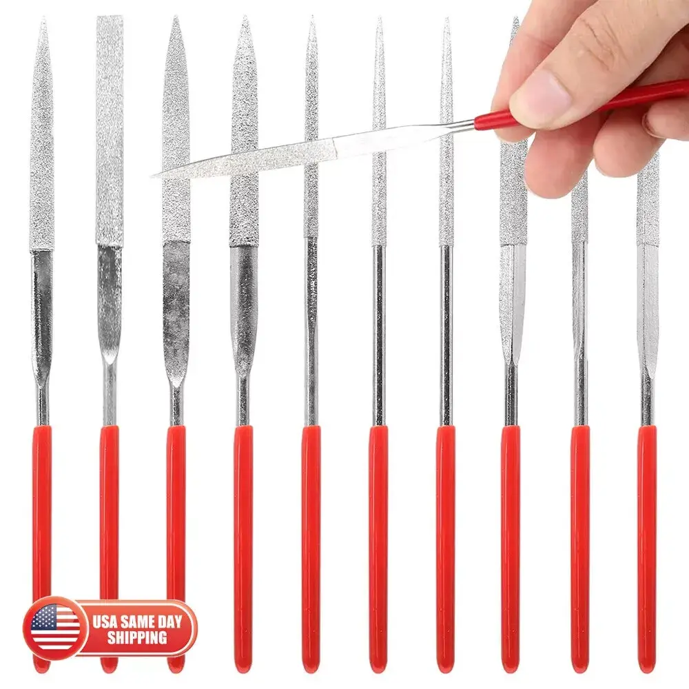 10 Piece Titanium Plated Diamond  Needle Files - Gold & Silver Jewelry  Tool Set
