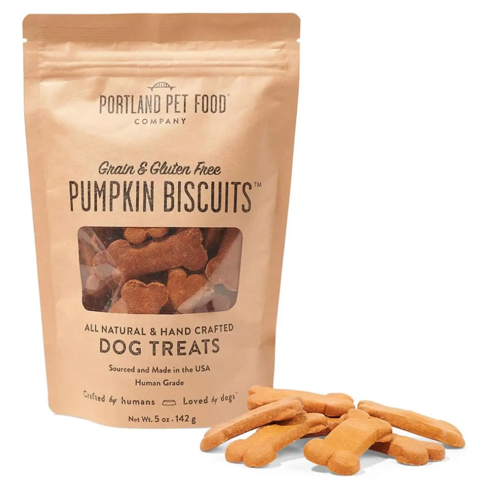 Portland Pet Food Pumpkin Dog Treats - Healthy, Grain-Free Biscuits, 5 oz Human-Grade, Limited Ingredient, Natural Low Calorie Training Treats for Small & Large Dogs, Puppy to Senior, Made in USA