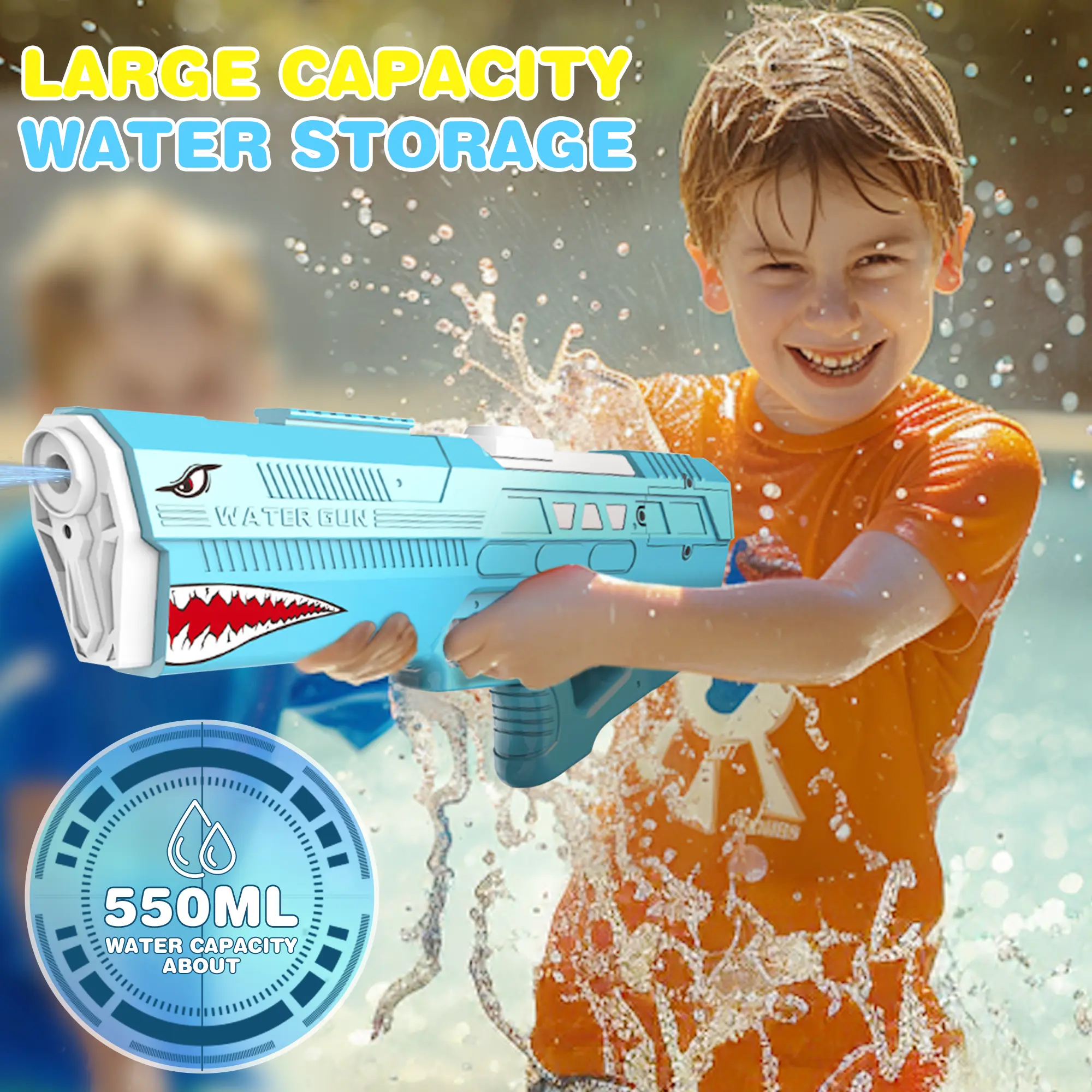 Giant 16.5in Automatic Electric Shark Water Gun - Summer Pool Party Water Blaster | Kids & Adults Outdoor Water Toy