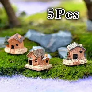 Home Table Small Crafts Mini Figurine Dollhouse Stone House Garden Ornament Micro Landscape Garden House Miniature Resin Supply
