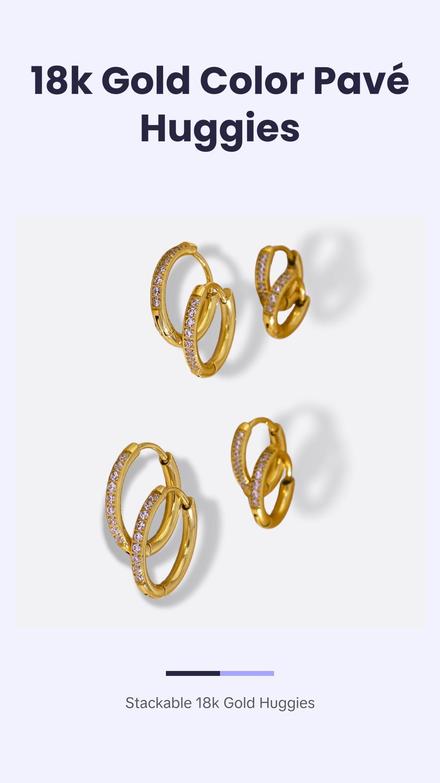 Sofia Stackable Pavé Huggie Earrings 18k Gold Plated Waterproof and Hypoallergenic Mini Earrings trendy earring