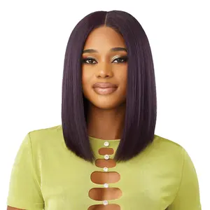Outre Human Hair Blend Glueless HD 6X5 Lace Closure Wig HHB-Yaki Straight Bob 14"	