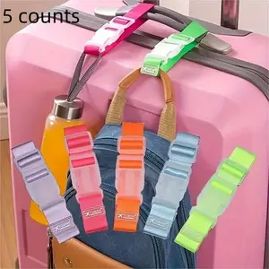Random Color Luggage Strap, 5 Counts Portable Adjustable Luggage Strap with Release Buckle, Travel Accessories for Car Outdoor Use