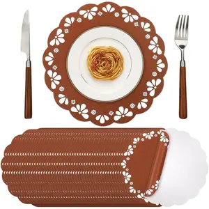 50 count Cielito Lindo Paper Place Mats 13 Inch Talavera Mexican  Shower Disposable Placemats Round Paper Doilies Birthday Party Decoration for Mexican Party Supplies Wedding Tableware