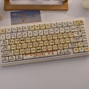 132-Key Energetic Rabbit Theme Pbt Keycaps, Dye Sublimation Process, Moa Profile, Compatible with Mx Axes, Suitable for 61/64/68/87/96/104/108 Keyboards