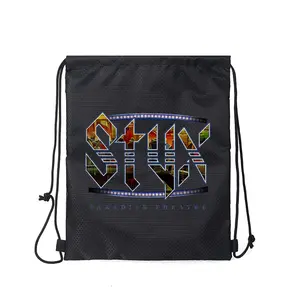 Stylish Styx Band Logo Drawstring Backpack Bag for Music Festival Travel Gym Sports Fans Lightweight Durable Convenient Gift Idea for Rock Music Lovers Perfect Birthday Christmas Valentine Day Present