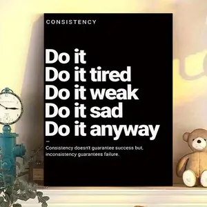 A Canvas Print with a Consistent Frame, Motivational Text Design, Strong Atmosphere, Office Wall Decoration, Inspirational Ornament, Self-Care Gift, Suitable for Modern Home, Productivity Space, Modern Home Decoration