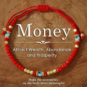 Bohemian Crystal Bead Bracelet with Decor and Blue Evil Eye, Attract Wealth, Ideal Gift for Friends and Family, Elegant Jewelry Bracelet