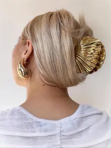 Women's Vintage Shell Shaped Metal Hair Claw with Metallic Finish, Elegant Hair Accessories for Women & Girls, Minimalist Aesthetic Headwear Suitable for Thick Hair Hairstyles Ideas, Claw Clip, Metallic