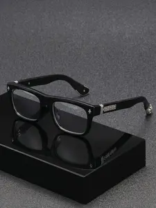 New European and American fashion concave shape sunglasses classic square frame retro personalized business style unisex non-prescription glasses, music festival, dance party, daily casual shopping photo decorationeglass frames