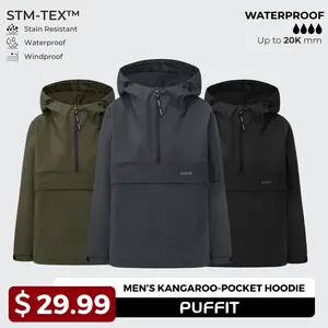 PUFFIT STM-TEX Men's Hooded Rain Jacket High-density,High-twist Fabric,Offering Waterproof,Stain-resistant,Windproof Properties,Shell Jacket,Ski Jacket,Spring Statements,Spring Jacket,Windbreaker,Dog Walking,School Running,Football Mum