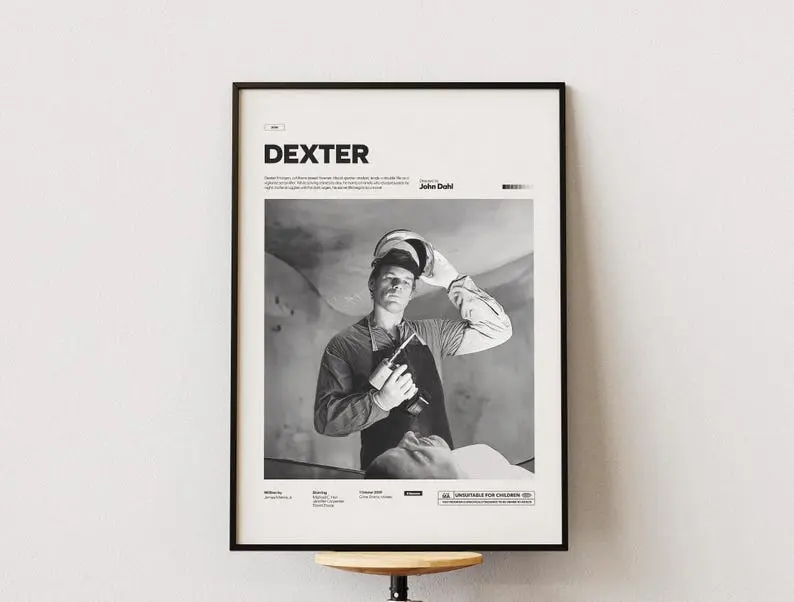 Dexter TV Series Unframed Paper Poster - Multi-Size Borderless Dexter Art Print, Rustic Charm, Protective Tube Shipment, Home Decor Wall Decoration