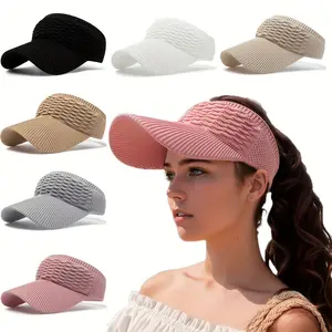 Must-Have Summer Sun Visor | Stretch Knit UV Blocking Hat for High Ponytail Outdoor Daily Wear