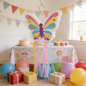 Small Butterfly Pull String Pinata, Safe Design No Hitting Required, Birthday Festival Party Decoration & Game, Interactive Prop, Party Supplies, Party Favor
