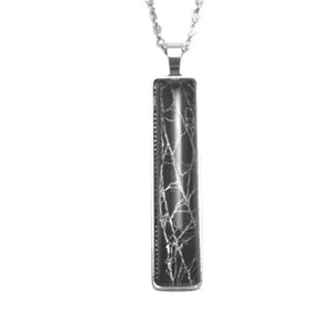 Preserved Spider Web 2 Inch Glass Pendant Stainless Steel Necklace
