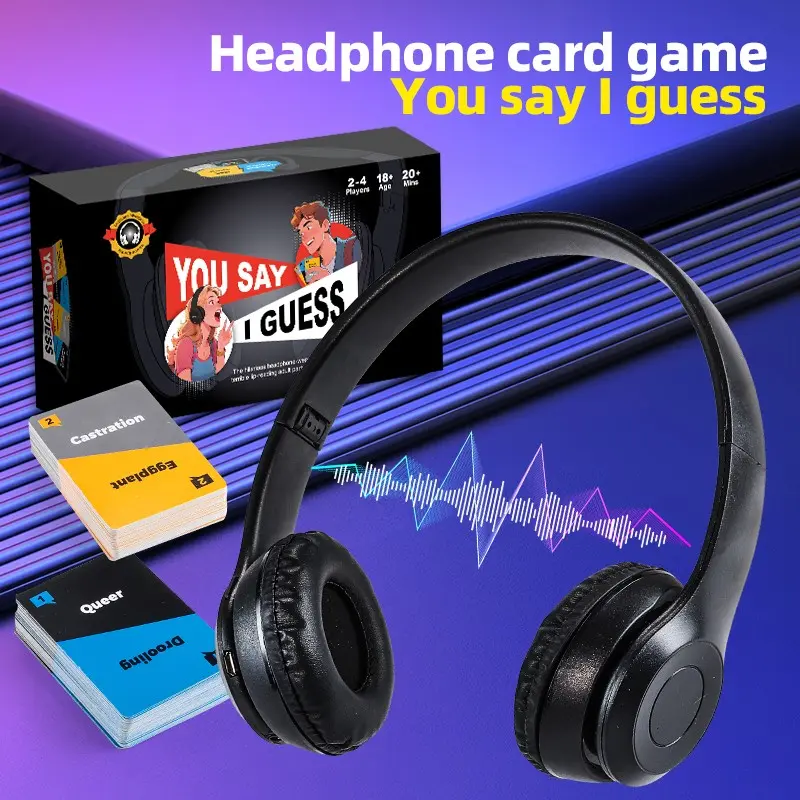 Sorry What Game Headset Party Board Card Game, Lip Reading Party, I'm Thinking of Guessing Party Game, Interactive Card Game for Family Night, Family Fun Game, Board Games Night, Party Table Game