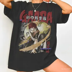 Gaara Anime T-Shirt: Retro Graphic Tee ID, Anime Vintage, Heavy Cotton Oversized Print T-Shirt, Japanese Manga Shirt