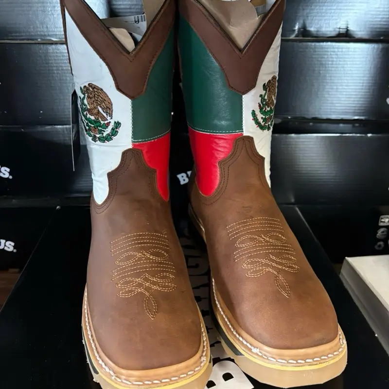 Mens Work Boots with Mexico Design Featuring Steel Toe Option