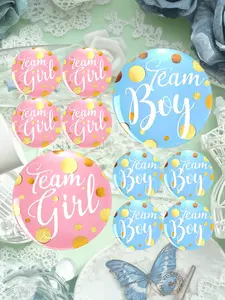 Gender Reveal Pin Team Girl & Team Boy, Cute Fashion Accessory for Baby Shower Party Decorations, Fun and Eye-Catching Design