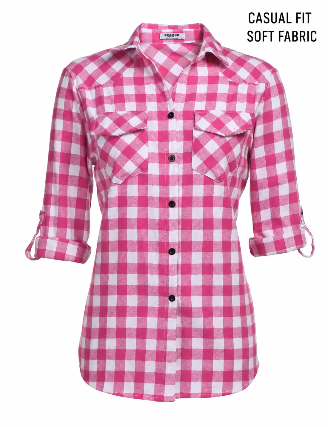 Womens Plus Size Flannel Plaid Shirt Button Down Long/Roll Up Sleeve Collared Casual Work Top