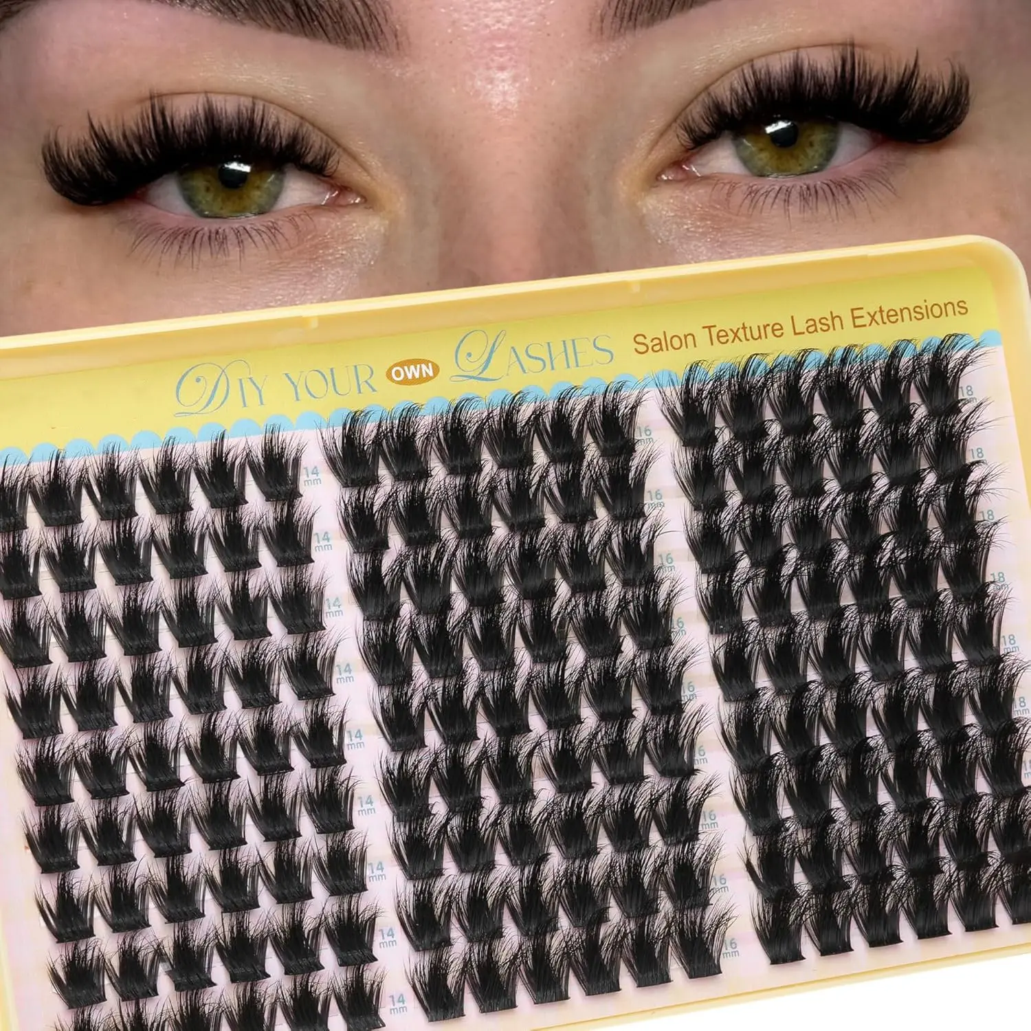 Cartoon Style Eyelash Clusters, Elf Lashes with Pointed Tips, Soft Fluffy Clusters, Fake Eyelashes Clusters, Artificial Lashes, 14-18mm Fluffy Cluster Eyelash Extensions, DIY Home Application