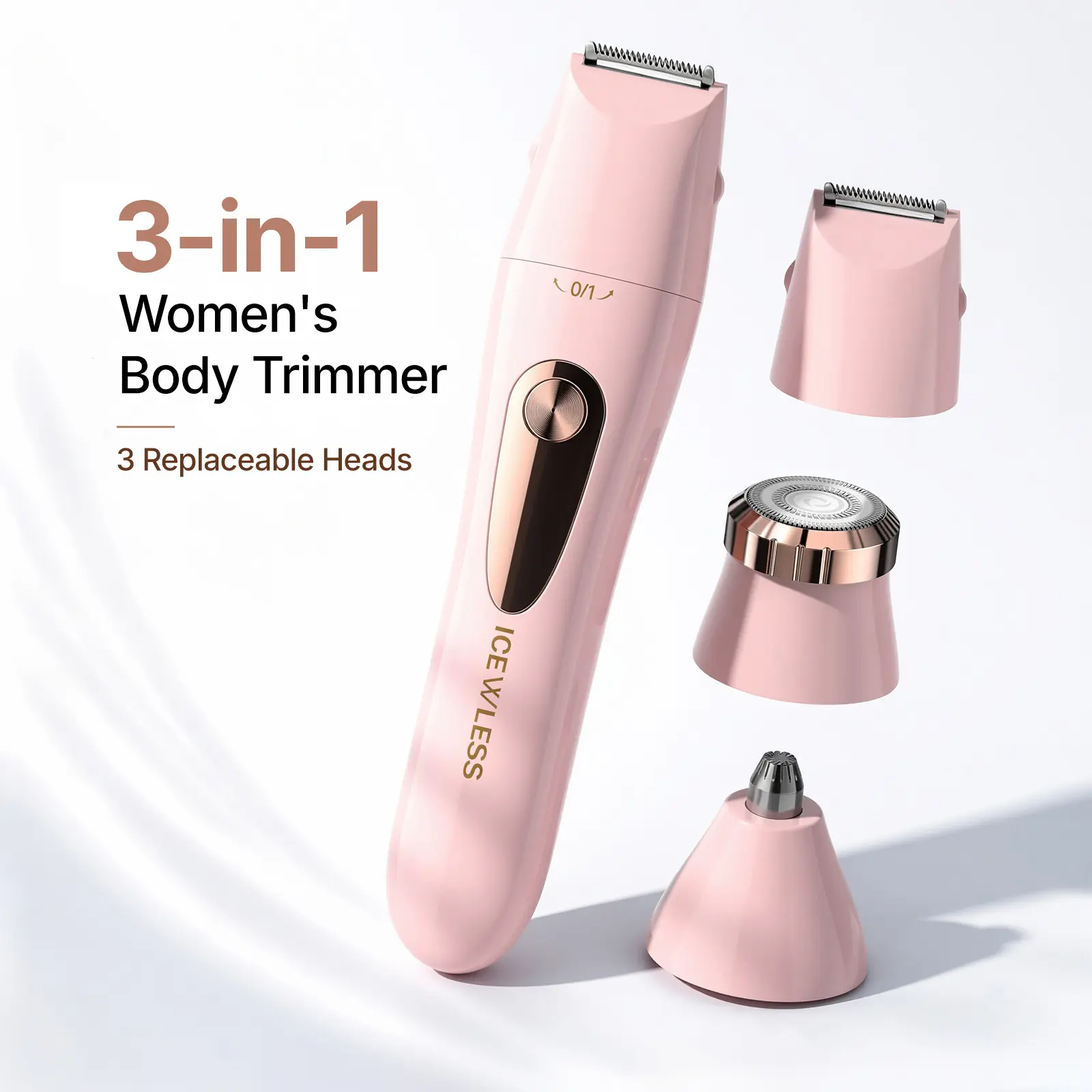 3-in-1 Rechargeable Electric Trimmer and Shaver for Women, Precision Grooming for Body, Face, Eyebrows, Nose, and around the Eye, New Lithium-Ion Batteries