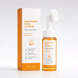 Natural Turmeric Coconut Facial Foam Cleanser - Gentle, Non-Drying Brightening Formula with Silicone Brush, Sunscreen-Boosted Pore Care for Fading Post-Acne Marks, Radiant Skin for All Skin Types (Single Item)