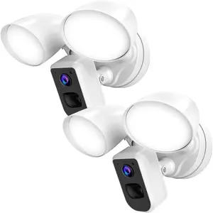 Floodlight Camera Wired Outdoor  Camera Flood Light with Motion Sensor 2200 lumens LEDs 1080P  Live Video Night Vision, Built-in Siren, Two-Way Audio, White(2Pack)