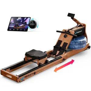 Merach Foldable Wooden Rowing Machine, Water Electromagnetic Rower Machine for Home Use, Patented Space Saver, MERACH Go Technology, TikTokShopBlackFriday