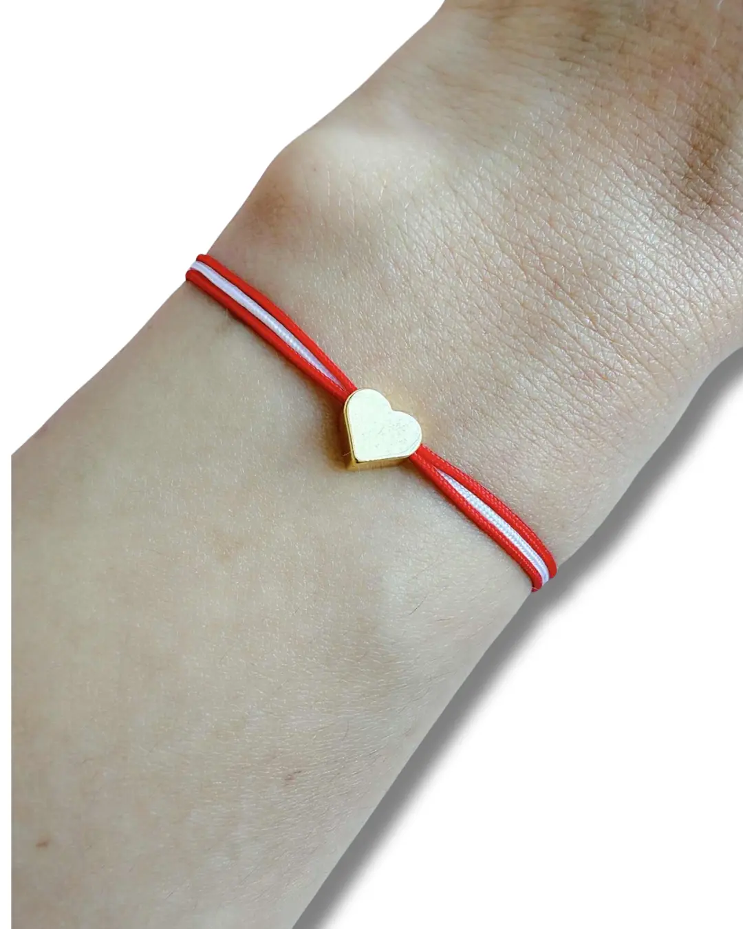 Peru Flag Bracelet Red & White Heart Charm 18K Gold-Plated for Love Connection Fashion Jewelry