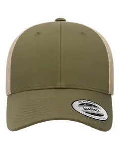 Yupoong 6601 Classics Trucker Cap - Olive Green & Beige, Premium Mesh Panels, 6-Panel Low-Profile Design, Permacurv Visor, Adjustable Fit, Limited Edition Style