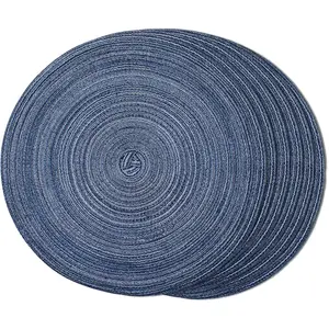 Round Braided Placemat, 6 Counts Non-slip Heat Resistant Placemat, Washable Table Mat for Home Kitchen Dining Room Decor, Waterproof Placemat