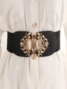 Fashion Rhinestone Decorated Hollow out Design Symmetrical Buckle for Women, Casual Waistband for Jeans Short Skirt, Rhinestone Buckles Belt, Statement Belts