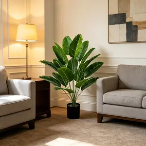 2.6FT Artificial Bird of Paradise Plant, Fake Traveler Banana Leaf Potted Plant, Faux Tropical Palm Leaves Indoor Floor Decor for Home Office Living Room Boho Decor No Maintenance Fake Greenery.