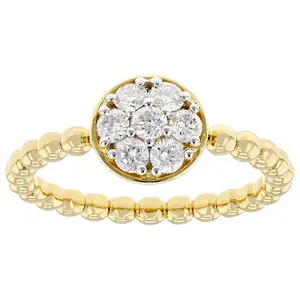 JTV White Lab-Grown Diamond 18k Yellow Gold Over Sterling Silver Beaded Cluster Ring 0.45ctw