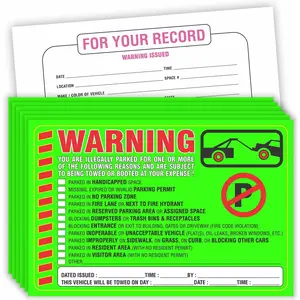 Parking Violation Stickers Notice (Pack of 50) Tow  You are Illegally Parked Multi Reasons - Large Size 6" X 9" - Green