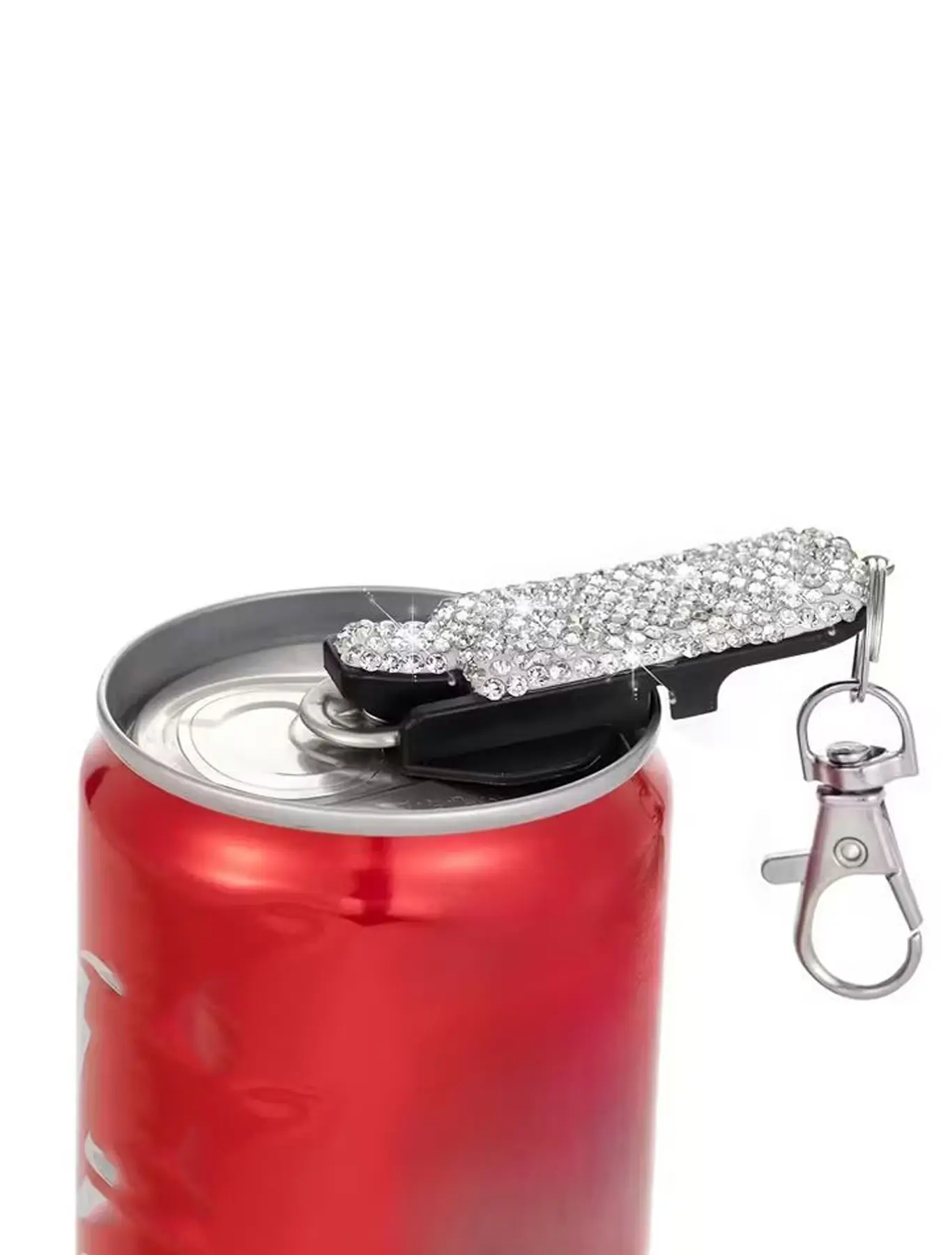 Creative Rhinestone Beverage Can Opener Keychain, Portable Nail Protection Tool, Easy Pull Ring Design, Suitable for Cola Beer Soda Aluminum Drink Cans Multifunctional Keychain Multipurpose Lid Opener