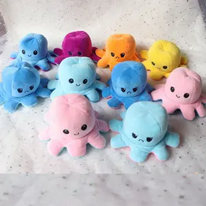 Aesthetic Reversible Octopus Plushie Mood Toy Emotional Support Desk Decor Squishy Stuffed Animal