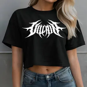 CROP TOP - Villain Metal Font Graphic Tee Alternative Streetwear Punk Clothing Women