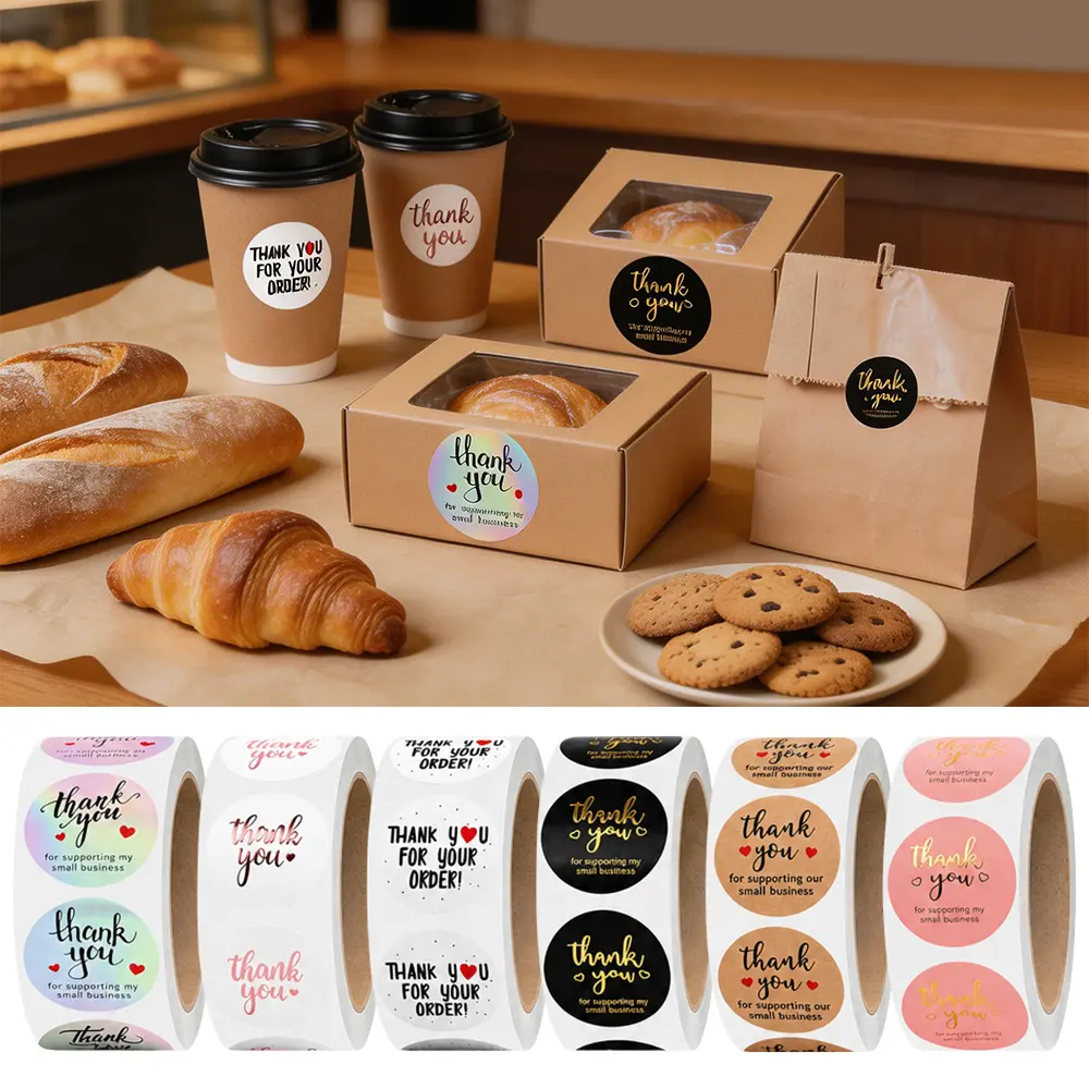 3000PCS 1 Inch Thank You Stickers, 6 Rolls Thank You for Supporting My Small Business Stickers Handmade Thank You for Your Order Stickers Labels Packing Supplies for Baking Envelopes Gift Wraps Crafts