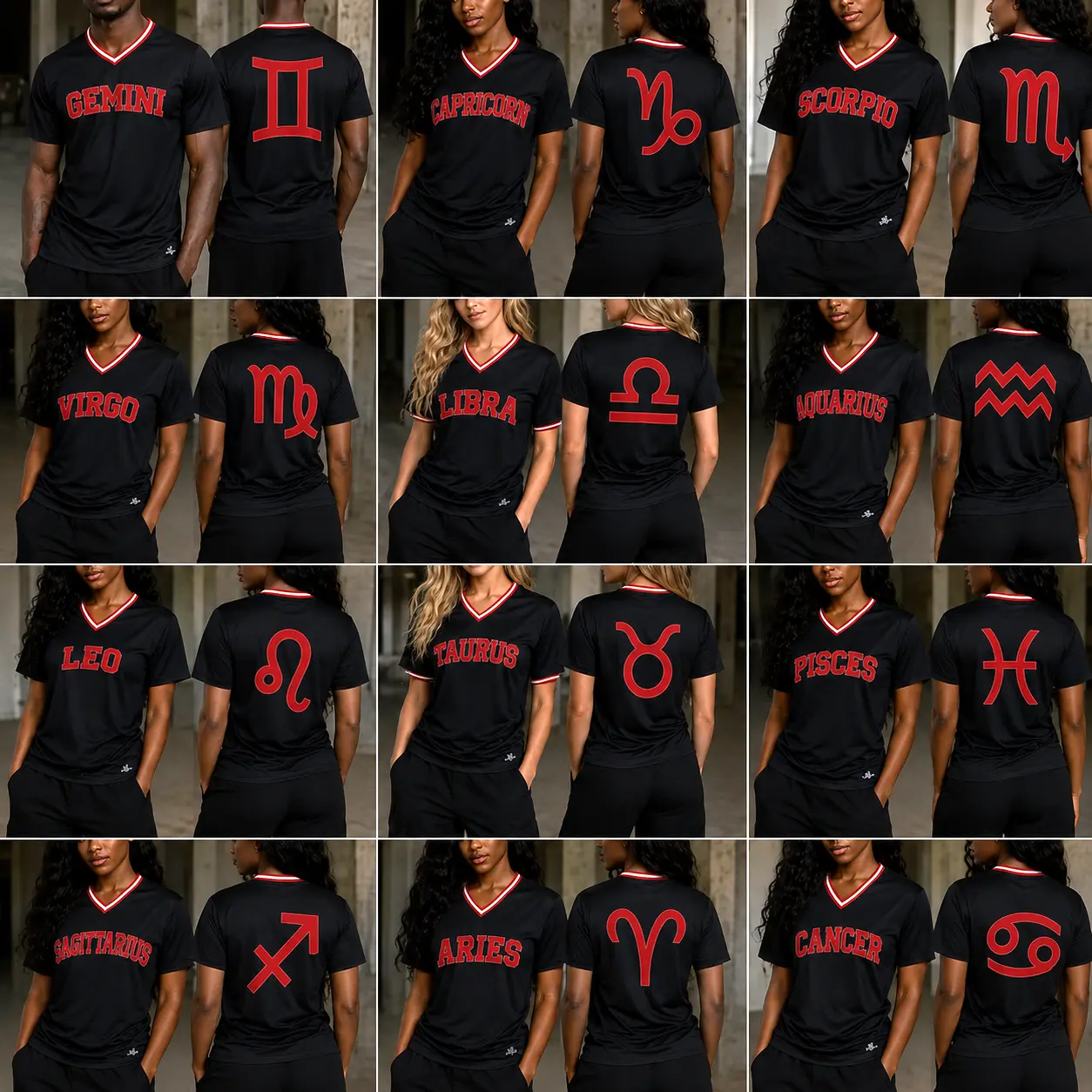 Printed Zodiac Jersey, Unisex V-Neck Jersey Shirt, Astrology Athletic Jersey, Breathable Sports Shirt, Front and Back Summer Jersey, Horoscope Sports Apparel