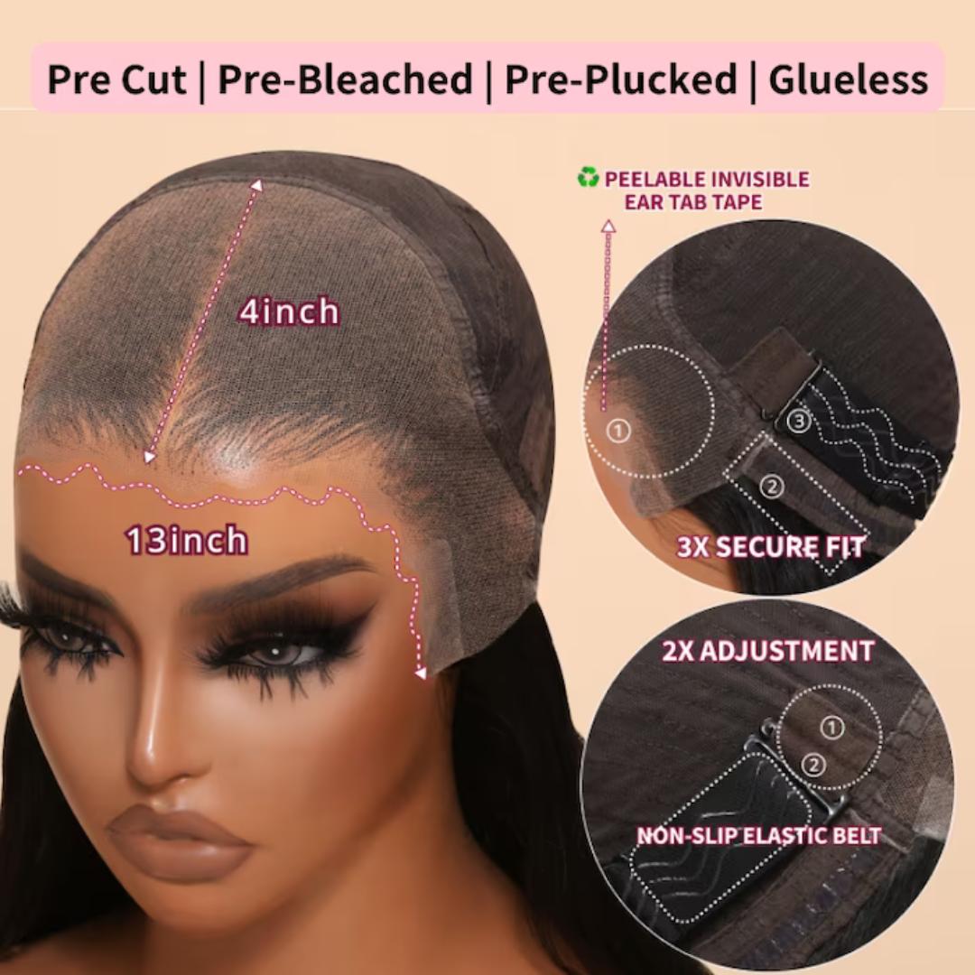 UNice Bye-Bye Knots Body Wave Wig Glueless Pre-cut 7x5 HD Lace Closure Human Hair Wigs with Pre Plucked Hairline Knotless Beginners Friendly