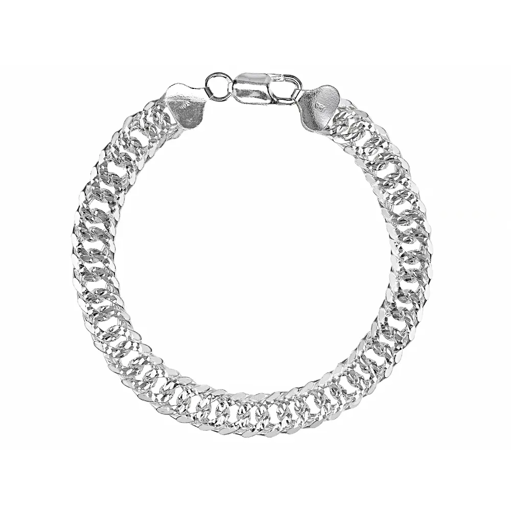 JTV Sterling Silver Diamond Cut Cuban Link Bracelet