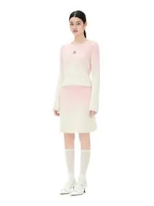 YES BY YESIR Barbie pink ombre Dream alpaca knit skirt top- Liowwa