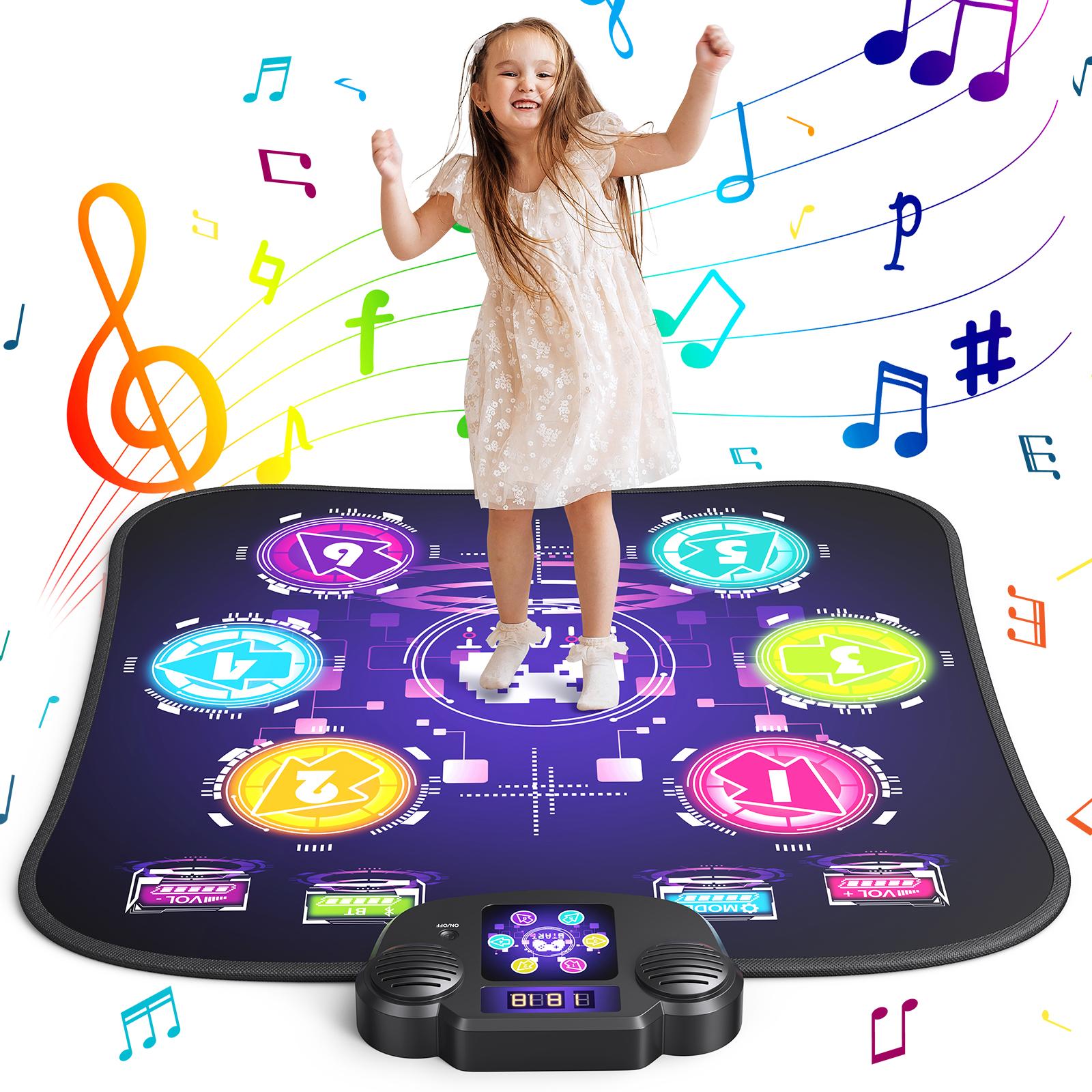 Merach Dance Mat Bluetooth Electronic Dance Pad with Light-up 6-Button 8-Button Built-in Music Dance Game Toy Gift for Kids Girls Boys 3-12 Years Old Portable Play Summervibes